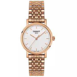 Tissot T Classic Everytime Small White Dial Rose Gold Mesh Bracelet Watch For Women - T109.210.33.031.00 Authentic Buy Shop Now