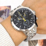 Tissot PRC 200 Chronograph Black Dial Silver Steel Strap Watch For Men - T114.417.11.057.00 Authentic Buy Shop Now