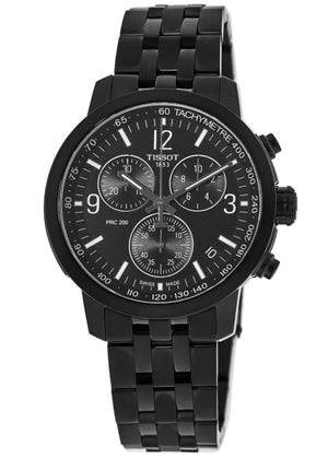 Tissot PRC 200 Chronograph Black Dial Black Steel Strap Watch For Men - T114.417.33.057.00 Authentic Buy Shop Now