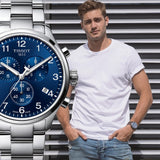 Tissot T Sport Chrono XL Classic Blue Dial Silver Steel Strap Watch For Men - T116.617.11.047.01 Authentic Buy Shop Now