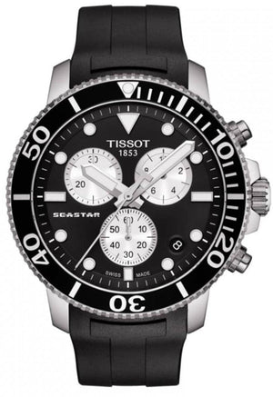 Tissot Seastar 1000 Chronograph Black Dial Black Rubber Strap Watch For Men - T120.417.17.051.00 Authentic Buy Shop Now