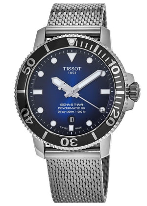 Tissot Seastar 1000 Powermatic 80 Blue Dial SIlver Mesh Bracelet Watch For Men - T120.407.11.041.02 Authentic Buy Shop Now