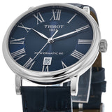 Tissot Carson Premium Powermatic 80 Blue Dial Blue Leather Strap Watch For Men - T122.407.16.043.00 Authentic Buy Shop Now