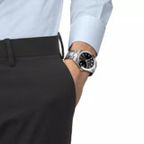 Tissot Gentleman Black Dial Silver Steel Strap Watch For Men - T127.410.11.051.00 Authentic Buy Shop Now