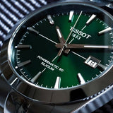 Tissot Gentleman Powermatic 80 Silicium Green Dial Silver Steel Strap Watch For Men - T127.407.11.091.01 Authentic Buy Shop Now