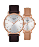 Tissot Everytime Lady Silver Dial Brown Leather Strap Watch for Women - T143.210.36.011.00 Authentic Buy Shop Now