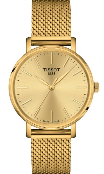 Tissot Everytime Gent Gold Dial Gold Mesh Bracelet Watch for Men - T143.410.33.021.00 Authentic Buy Shop Now