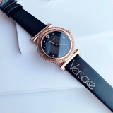 Versace V-Motif Vintage Logo Black Dial Black Leather Strap Watch for Women - VERE00818 Authentic Buy Shop Now