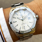 Tag Heuer Aquaracer Automatic White Dial Silver Steel Strap Watch for Men - WAY2111.BA0928 Authentic Buy Shop Now