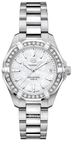 Tag Heuer Aquaracer Diamonds Mother of Pearl Dial Silver Steel Strap Watch for Women - WBD1313.BA0740 Authentic Buy Shop Now