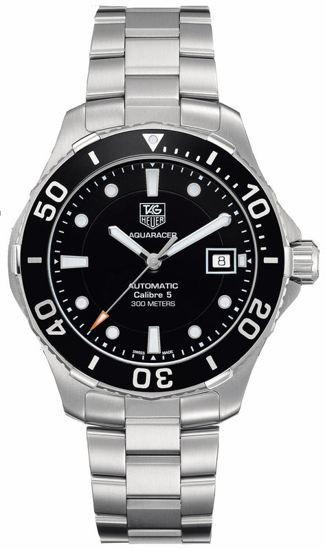 Tag Heuer Aquaracer Automatic Caliber 5 Black Dial Silver Steel Strap Watch for Men - WAN2110.BA0822 Authentic Buy Shop Now