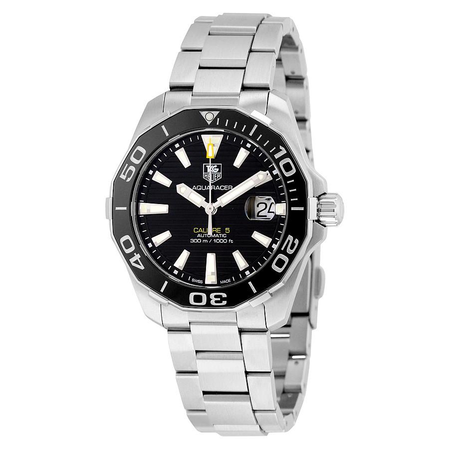 Tag Heuer Aquaracer Automatic Black Dial Silver Steel Strap Watch for Men - WAY211A.BA0928 Authentic Buy Shop Now