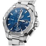 Tag Heuer Aquaracer Caliber 16 Automatic Chronograph Blue Dial Silver Steel Strap Watch for Men - CAY2112.BA0927 Authentic Buy Shop Now
