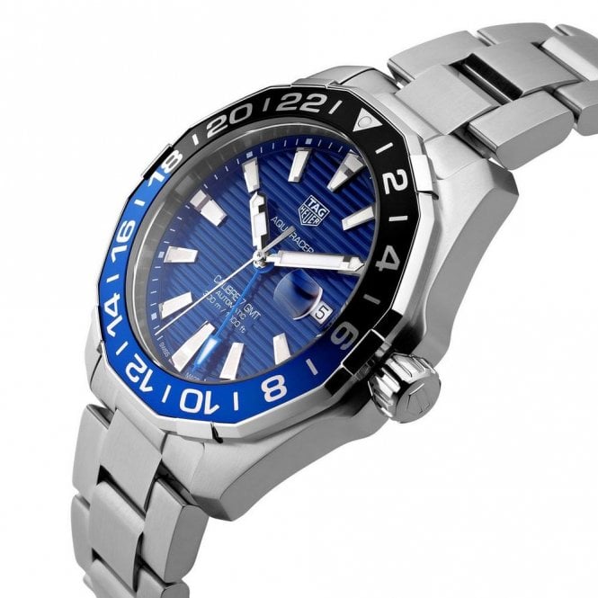 Tag Heuer Aquaracer GMT Calibre 6 Automatic Blue Dial Silver Steel Strap Watch for Men - WAY201T.BA0927 Authentic Buy Shop Now
