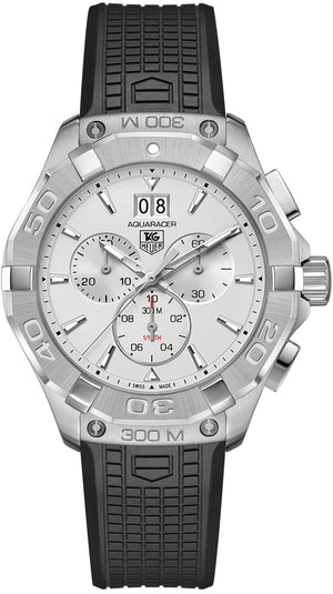 Tag Heuer Aquaracer Chronograph White Dial Black Rubber Strap Watch for Men - CAY1111.FT6041 Authentic Buy Shop Now