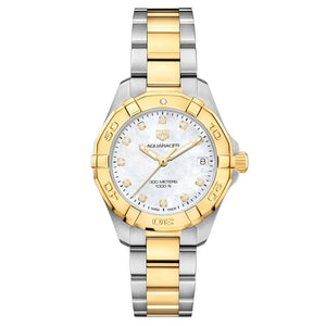 Tag Heuer Aquaracer White Mother of Pearl Dial Two Tone Steel Strap Watch for Women - WBD1322.BB0320 Authentic Buy Shop Now