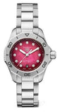 Tag Heuer Aquaracer Professional 200 Automatic Diamond Ruby Red Dial Silver Steel Strap Watch for Women - WBP2414.BA0622 Authentic Buy Shop Now