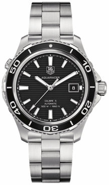 Tag Heuer Aquaracer Caliber 5 Automatic Black Dial Silver Steel Strap Watch for Men - WAK2110.BA0830 Authentic Buy Shop Now
