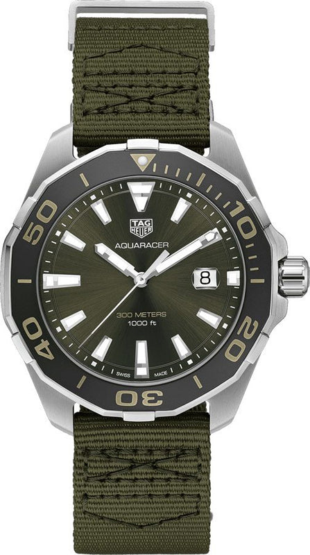 Tag Heuer Aquaracer Black Dial Khakhi Green NATO Strap Watch for Men - WAY101E.FC8222 Authentic Buy Shop Now