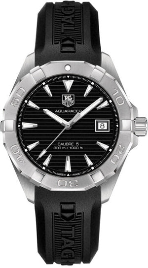 Tag Heuer Aquaracer Automatic Caliber 5 Black Dial Black Rubber Strap Watch for Men - WAY2110.FT8021 Authentic Buy Shop Now