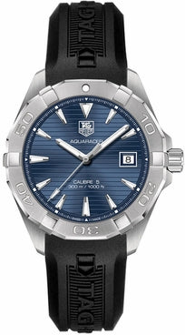 Tag Heuer Aquaracer Caliber 5 Blue Dial Black Rubber Strap Watch for Men - WAY2112.FT8021 Authentic Buy Shop Now