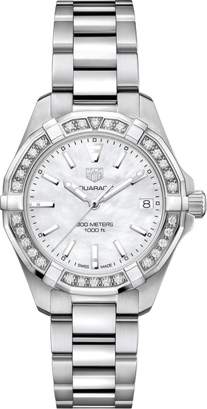 Tag Heuer Aquaracer Diamonds Mother of Pearl Dial Silver Steel Strap Watch for Women - WBD1313.BA0740 Authentic Buy Shop Now