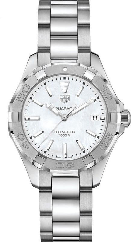 Tag Heuer Aquaracer Mother of Pearl Dial Silver Steel Strap Watch for Women - WBD131A.BA0748 Authentic Buy Shop Now
