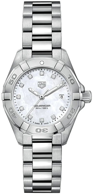 Tag Heuer Aquaracer Diamonds Mother of Pearl Dial Silver Steel Strap Watch for Women - WBD1414.BA0741 Authentic Buy Shop Now