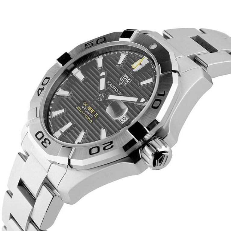 Tag Heuer Aquaracer Calibre 5 Grey Dial Silver Steel Strap Watch for Men - WBD2113.BA0928 Authentic Buy Shop Now