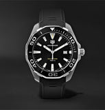 Tag Heuer Aquaracer Quartz Black Dial Black Rubber Strap Watch for Men - WAY101A.FT6141 Authentic Buy Shop Now