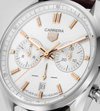 Tag Heuer Carrera Chronograph White Dial Brown Leather Strap Watch for Men - CBN2013.FC6483 Authentic Buy Shop Now