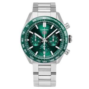 Tag Heuer Carrera Chronograph 44mm Green Dial Silver Steel Strap Watch for Men - CBN2A1N.BA0643 Authentic Buy Shop Now