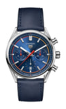 Tag Heuer Carrera Chronograph Blue Dial Blue Leather Strap Watch for Men - CBN201D.FC6543 Authentic Buy Shop Now