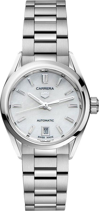 Tag Heuer Carrera Mother of Pearl Dial Silver Steel Strap Watch for Women - WBN2410.BA0621 Authentic Buy Shop Now