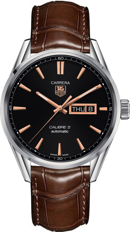 Tag Heuer Carrera Automatic Black Dial Brown Leather Strap Watch for Men - WAR201C.FC6291 Authentic Buy Shop Now