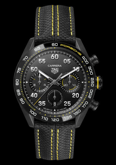Tag Heuer Carrera x Porsche Automatic Chronograph Black Dial Black Nylon Strap Watch for Men - CBN2A1H.FC6512 Authentic Buy Shop Now