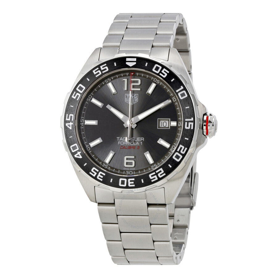 Tag Heuer Formula 1 Calibre 5 Chronograph Anthracite Dial Silver Steel Strap Watch for Men - WAZ2011.BA0842 Authentic Buy Shop Now