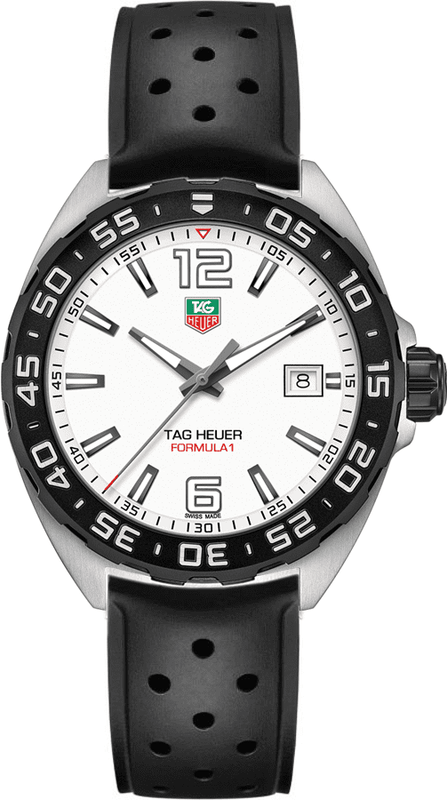 Tag Heuer Formula 1 Quartz White Dial Black Rubber Strap Watch for Men - WAZ1111.FT8023 Authentic Buy Shop Now