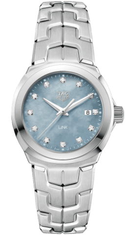 Tag Heuer Link Quartz Diamonds Blue Mother of Pearl Dial Silver Steel Strap Watch for Women - WBC1313.BA0600 Authentic Buy Shop Now