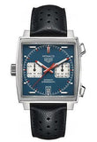 Tag Heuer Monaco Automatic Chronograph Blue Dial Black Leather Strap Watch for Men - CAW211P.FC6356 Authentic Buy Shop Now