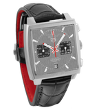 Tag Heuer Monaco Calibre 12 Final Edition Chronograph Grey Dial Black Leather Strap Watch for Men - CAW211J.FC6476 Authentic Buy Shop Now