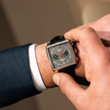 Tag Heuer Monaco Calibre 12 Final Edition Chronograph Grey Dial Black Leather Strap Watch for Men - CAW211J.FC6476 Authentic Buy Shop Now