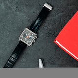 Tag Heuer Monaco Calibre 12 Final Edition Chronograph Grey Dial Black Leather Strap Watch for Men - CAW211J.FC6476 Authentic Buy Shop Now