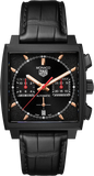 Tag Heuer Monaco Automatic Chronograph Black Dial Black Leather Strap Watch for Men - CBL2180.FC6497 Authentic Buy Shop Now