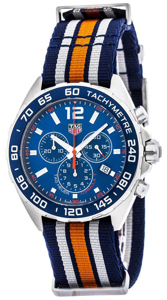 Tag Heuer Formula 1 Quartz Chronograph Blue Dial Two Tone NATO Strap Watch for Men - CAZ1010.FC8196 Authentic Buy Shop Now