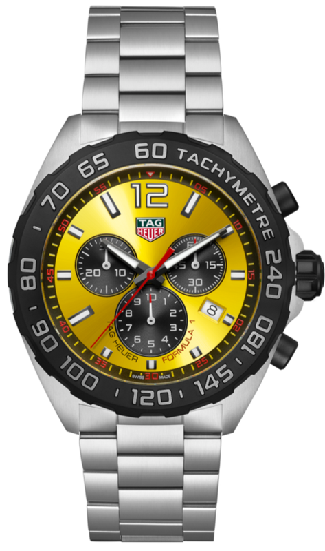 Tag Heuer Formula 1 Quartz Chronograph Yellow Dial Silver Steel Strap Watch for Men - CAZ101AM.BA0842 Authentic Buy Shop Now