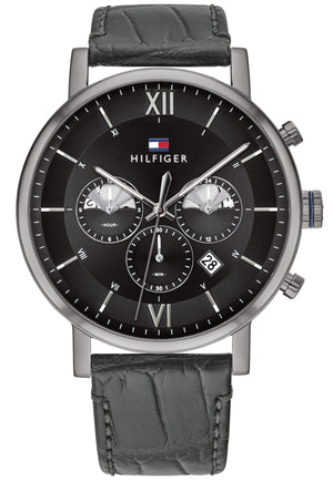 Tommy Hilfiger Evan Black Dial Black Leather Strap Watch for Men - 1710395 Authentic Buy Shop Now