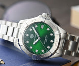 Tag Heuer Aquaracer Diamonds Emerald Green Dial Silver Steel Strap Watch for Women - WBD1316.BA0740 Authentic Buy Shop Now