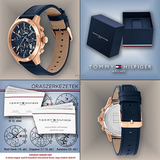 Tommy Hilfiger Henry Chronograph Quartz Blue Dial Blue Leather Strap Watch For Men - 1710475 Authentic Buy Shop Now
