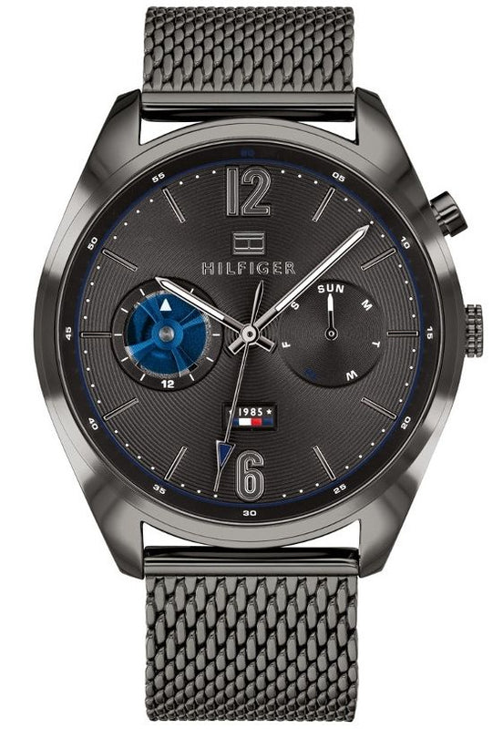 Tommy Hilfiger Deacon Multifunction Black Dial Black Mesh Bracelet Watch for Men - 1791546 Authentic Buy Shop Now
